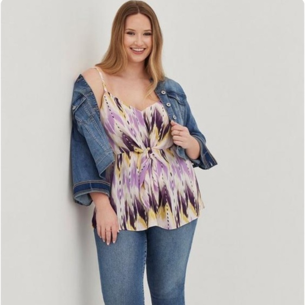 Torrid Peplum Georgette Tie-Front Cami NWT Sz 2X - Picture 2 of 9